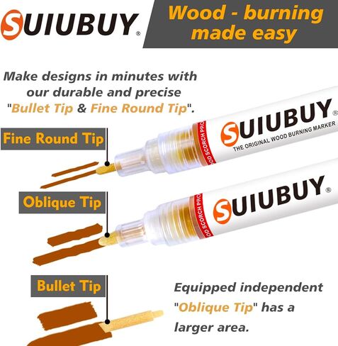 مجموعة أقلام حرق الخشب من SUIUBUY، 6 قطع من أقلام الحروق مجهزة بـ 6 قطع بديلة، مجموعة حرق الخشب الكيميائي، مناسبة للمبتدئين في مشاريع حرق الخشب التي تصنعها بنفسك in Kuwait