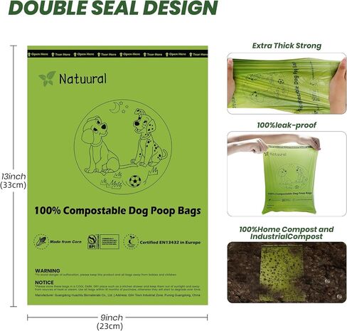 Biodegradable Dog Poop Bags-270Bags 18Rolls, Poop Bags for Dogs Made of Cornstarch, Certified ASTM D6400 By USA, Unscented, Suitable for Large |Small Dogs (Green) in Saudi Arabia