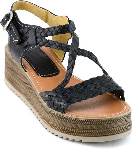 Mexican Leather Plataform Sandals for Women - Model 653 (7, Brown) in Saudi Arabia