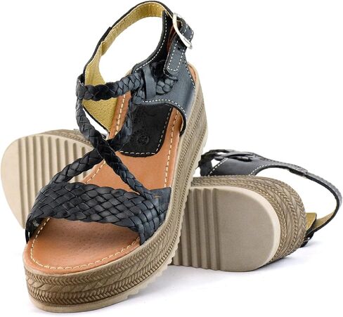 Mexican Leather Plataform Sandals for Women - Model 653 (7, Brown) in Saudi Arabia
