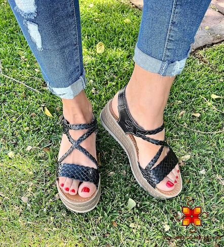 Mexican Leather Plataform Sandals for Women - Model 653 (7, Brown) in Saudi Arabia