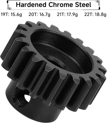 مجموعة تروس ترس M1، Maklavel 19T 20T 21T 22T استبدال تروس صلبة تناسب محرك عمود 5 مم، 4 قطع تروس نقل فولاذية من الكروم ومفتاح ربط سداسي لشاحنة طراز 1/8 1/10 RC in Saudi Arabia