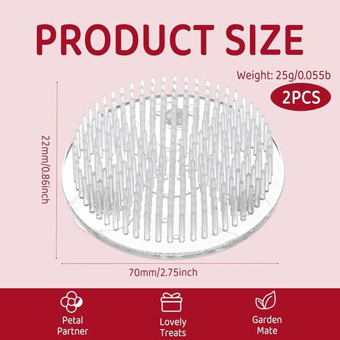 2Pcs Clear Plastic Flower Frog Pin Holders for Arrangements Vase - 2.76 Inch (70mm) - Reusable Round Floral Pin Frogs for Flower Arranging - Floral Arrangement for Home, Garden, and Plant Decorations in Saudi Arabia