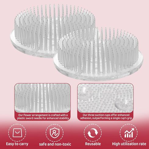 2Pcs Clear Plastic Flower Frog Pin Holders for Arrangements Vase - 2.76 Inch (70mm) - Reusable Round Floral Pin Frogs for Flower Arranging - Floral Arrangement for Home, Garden, and Plant Decorations in Saudi Arabia