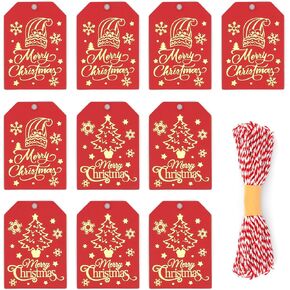 Christmas Gift Tags, 50 Pack Gift Tags for Christmas Presents, Brown Kraft Paper Christmas Tags for Gifts, Christmas Gift Tags with String for Christmas Gift Wrap, Wedding Candy Cookies Sugar Bag