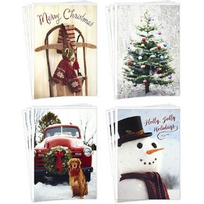 Hallmark Boxed Christmas Cards Assortment, Vintage Red Truck (4 Designs, 12 Cards and Envelopes)
