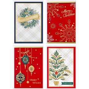 Hallmark Image Arts Christmas Boxed Cards Assortment, Elegant Lettering (4 Designs, 24 Cards with Envelopes)