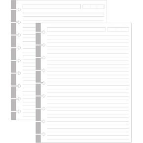 9-Disc Discbound Lined Refill Paper, Classic Size Pre-punched Happy Planners Inserts, 100Sheets/200Pages Loose-Leaf Paper, 100gsm White Paper, 7" x 9.25"