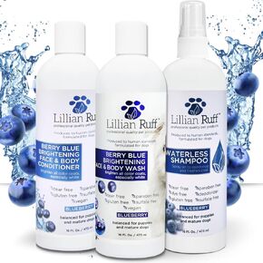 Lillian Ruff PRO Formula Berry Blue Brightening Pet Shampoo - Ultra-Hydrating Professional Whitening Dog Shampoo, Vivid Show-Quality Coat Enhancer, Tear Stain & Odor Eliminator With ProVitamin B5 16oz in Saudi Arabia