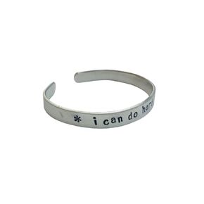 I can do hard things, handstamped aluminum cuff bracelet