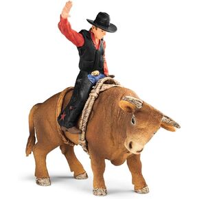Schleich Farm World Cowboy Bull Riding 4-Piece Cowboy Toy Set for Rodeo Fans & Kids Ages 3+