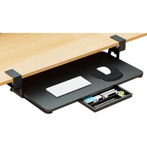 Desktop Keyboard Tray, Under Desk Pull Out, 26.77" X 11.81" Large Size Keyboard Tray with C-Clip Mount, Easy Installation, Computer Keyboard Stand, for Home Study and Office
