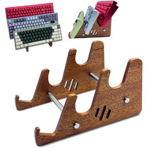 Keyboard Display Stand, Wooden Mechanical Keyboard Holder, 3 Tiers Wooden Storage Stand for Three Keyboards, Keyboard Stand for Desktop Storage Decor