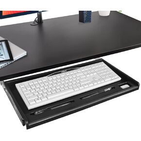 TOOCUST Under Desk Keyboard Tray, 20" Wx11"D Sturdy Key Board Tray Under Desk Slide with Pen Tray, Desk Extender with Pen Holder,Black