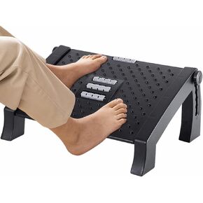 Foot Rest, Adjustable Height Foot Rest for Under Desk at Work, Ergonomic Foot Stool Under Desk for office, Under Desk Footrest with Large Roller Massage, Comfortable Desk Foot Rest for Pressure Relief