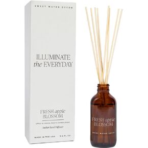 Sweet Water Decor Fresh Apple Blossom Reed Diffuser Set - Apple Blossom, Pear, and Sandalwood Summer Scented Diffuser - Scent Diffusers for Home, Long Lasting Fragrance, Made in the USA