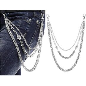 Jeans Chains Wallet Chain Pants Chain, Silver Pocket Chain Skull Chains Hip Hop Rock Chains Punk Gothic Metal Belt Chain Biker Trouser Chain Accessory Jewelry Gift for Men Women
