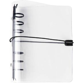 AxeWoodz Clear A6 Binder Cover with Bandage Thick PVC Black 6 Ring Binder Cover Refillable Planner Binder Soft Notebook Shell Loose Leaf Folders