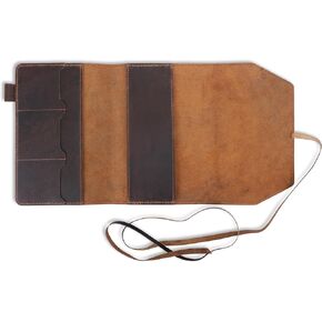 TheAntiq Refillable Leather Journal, A5 Journal and Diary Cover, Planner Cover, Handbook Cover, Bible Cover, A5 Notebook Cover with Pen Loop, Card Slots and Passport/Boarding Pass Pocket (Brown)