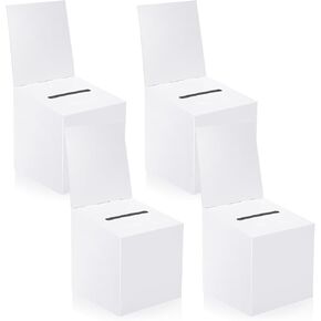 20 Pack raffle boxes Raffle Box Donation Box for Fundraising, 6 x 6 x 6 Inch Cardboard Box with Slot for Ticket and Removable Header Charity Box for Collecting Business Card Voting Contest