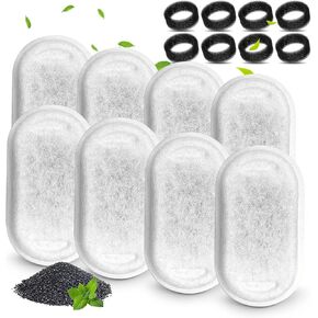 Cat Water Fountain Filters, Compatible with Stainless Steel Pet Fountain 8 Filters with 8 Sponges Replacement Filters for Cat Fountain (8 Filters& 8 Sponges) in Saudi Arabia