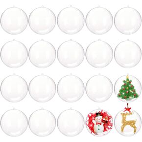 20 PCS 3.15 Inch/80 mm Clear Fillable Ornaments Ball,Transparent Craft Ornament Balls,Plastic Craft Ball for Party Decor