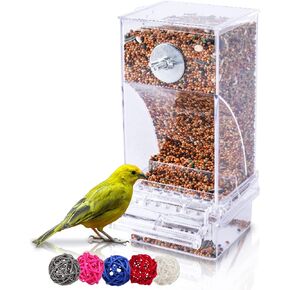 Hamiledyi لا فوضى قفص الطيور المغذية 2pack التلقائي مغذيات بذور الببغاء مع جثم الاكريليك شفافة البذور حاوية الغذاء الملحقات قفص لطيور الحب الصغيرة والمتوسطة الببغاوات