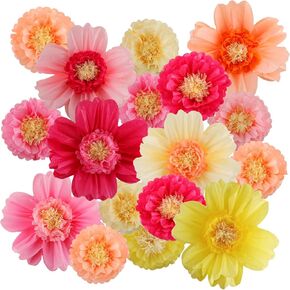 Crowye 24 Pcs Large Colorful Tissue Paper Flowers 20" Handcrafted Giant Fiesta Paper Flowers for Mexican Party Wedding Birthday Backdrop Baby Shower Nursery Craft Outdoor Wall Decor (Bright Color)