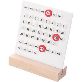 PATIKIL Wood Perpetual Calendar, Desktop Acrylic Calendar Stand Month Week Date Display for Desk Shop Office Home Decoration, Black