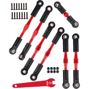Upgrades Part for 1/10 Slash 4WD (VXL) Rustler 4WD (VXL) Stampede 4WD (VXL) Bandit 4WD(VXL), RC Adjustable Turnbuckles,Turnbuckles Camber Link,7PCS,Red