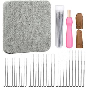 Mayboos Needle Felting Kit,Needle Felting Pad,Needle Felting Tool with 6"x6"Needle Felting Mat,Felting Needles for Wool,Leather Finger Guards,Good for Any Felting