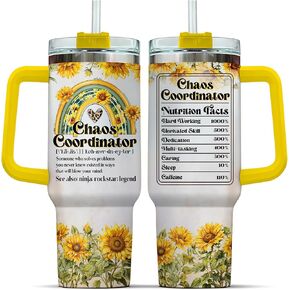UNILYLY Auntiesaurus Nutrition Facts, Aunt Auntie Coffee Handle For Cups Gift, Dinosaur Insulated Cup Aunt Double Wall, Tumbler 40 Oz With Handle Lid And Straw, Auntiesaurus Gifts