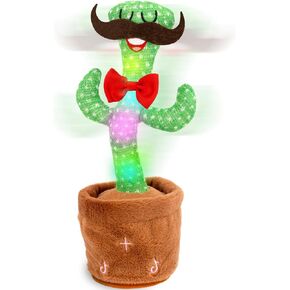 Dancing Cactus Toy, Talking Cactus Toys, Easter Volume Adjustable Gift for Baby Girls Boys Kids 1 2 3 6 9 12 Year Old, Repeat What You Say Toy of Easter Gifts-Hooded Beard