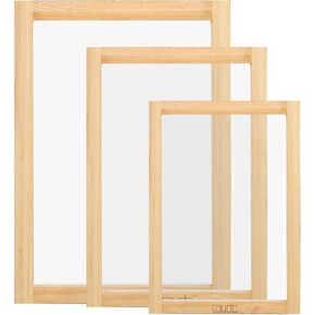 Caydo 3 Pieces 3 Size Wood Silk Screen Printing Frame with Mesh for Screen Printing, 10 x 14 Inch, 8.2 x 12.2 Inch, 6.7 x 10.6 Inch