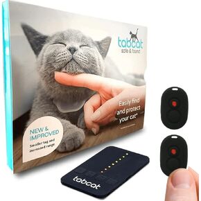 Tabcat V2 Cat & Kitten Tracker - More Accurate Than GPS - No Monthly Subscription - Includes 2 Homing Tags & 2 Splashproof Protective Cases - for Indoor & Outdoor Cats - Small & Lightweight Tags