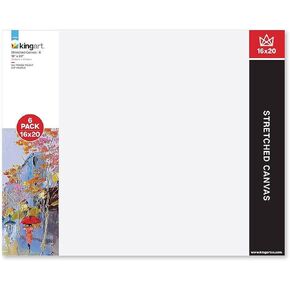 KINGART 806-6 أبيض، 16 بوصة × 20 بوصة، قماش فني مشدود، عبوة من 6 قطع، Gesso Primed - 100% قطن مستطيل، شكل جانبي 5/8 بوصة، لوازم فنية للطلاء الزيتي والأكريليك