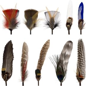 10 Pcs Hat Feathers, Natural Feathers,10 Colorful Real Feathers, Mixed Assorted Cowboy Hats Feathers for Men Hats, Western Cowboy Hats, Fedoras,Feathers Accessories DIY Craft
