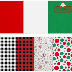 140 Sheets Christmas Tissue Paper,Assorted Xmas Design Bulk Gift Wrapping Paper for Gift Boxes DIY Crafts Birthday Holiday Decoration,19.7"x19.7"(7 Patterns)