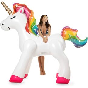 Large Inflatable Rainbow Unicorn Sprinkler, Water Sprinklers Toys for Summer Party Fun