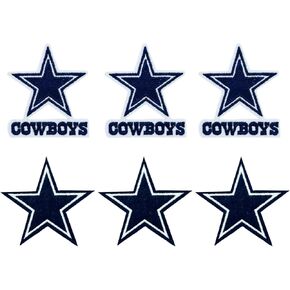 6pcs Cowboys Stars Iron on/Sew on Embroidery Patches,Rugby Applique Repair Fashion Accessories Collection Stickers for DIY Clothing Jacket Jeans Backpack Hats Vests Bags