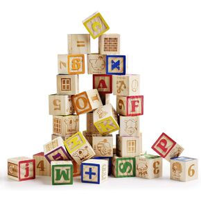 SainSmart Jr. Wooden ABC Blocks 40PCS Stacking Blocks Baby Alphabet Letters, Counting, Building Block Set for Toddlers 1.2 Inch