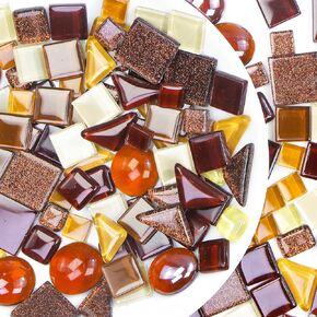 Craft Mosaic DIY Glass Tiles: LATIIZ 17.6oz Crystal Mosaic Ceramic Tile Random Bulk Craft Supplies Materials Set for Lamp Stepping Stone kit Hobby Fun Decorating DIY Kits Arts and Crafts for Adults