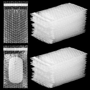 Frienda 300 Pcs Clear Self Sealing Bubble Cushion Bags Double Wall Bubble Pouch Bag Plastic Shockproof Protective Packing Bags for Small Business Moving Shipping Packaging Storage (4" X 6")