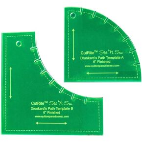 Quilter's Paradise Slit N Sew 6in Finished Drunkards Path Templates - Acrylic