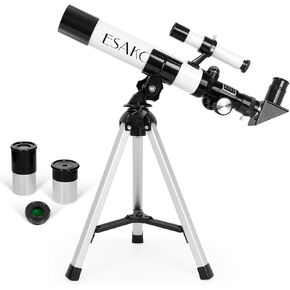 ESAKO Telescope for Kids, 100x Magnification, Kids Telescope with Two Eyepieces, Finder Scope, Tabletop Tripod Educational Gift