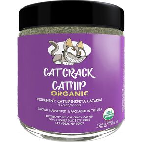 Cat Crack Organic Catnip, 100% Natural Cat Nips Organic Blend That Energizes and Excites Cats, Used for Cat Play, Training, & New Catnip Toys (1 Cup)