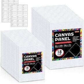 Shuttle Art Painting Canvas Panel, 52 Multi Pack, 5x5, 6x6, 8x8, 10x10 inch (13 PCS of Each), 100% Cotton Art Canvas Board Primed White, Blank Canvas for Kids Adults for Acrylic Oil Painting