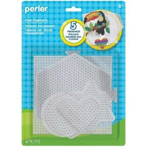 Perler Beads Assorted Small and Large Pegboards for Kid's Crafts - (5) clear Perler pegboards, (1) sheet of reusable ironing paper, 6 pcs