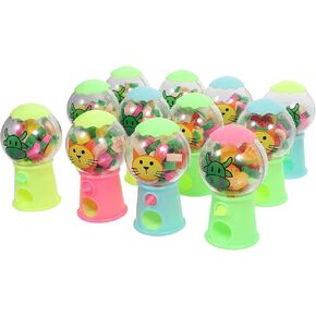 Ipetboom 12pcs Gumball Machines Erasers Dispenser Mini Fruit Eraser Dispenser Novelty for Games Prizes Kids Puzzle Holiday Party Exchange Basket Stuffers Fillers（random stytle）