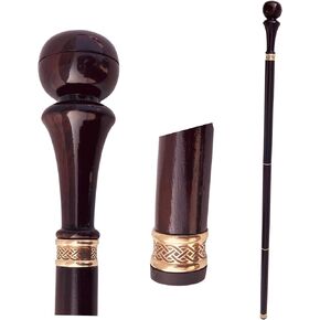 Handmade Walking Stick Brass Handle Wooden Cane 36" Rosewood Stylish Derby Gift Idea Grand Father Mother in Law Grandpa Grandma Gifts (Wood Ball Handle)